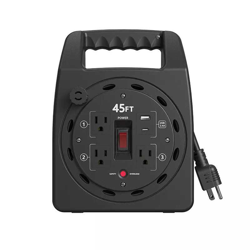 III decursibus Usb2.4a Plastic Funiculus Reel 45ft Cum ONERO Praesidium