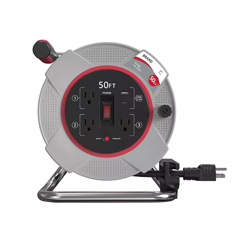 III decursibus Usb2.4a Plastic Funiculus Reel 50ft Cum ONERO Praesidium